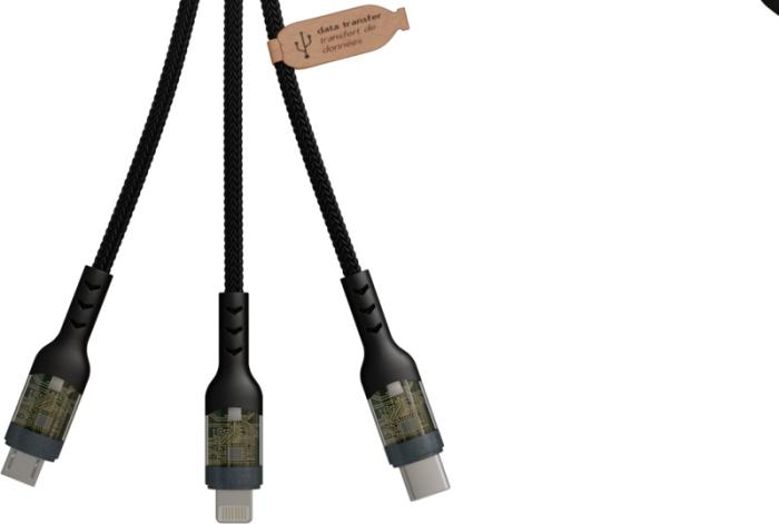 SCX.design O32 kokkupandav telefonialus 3-in-1 laadimiskaabliga