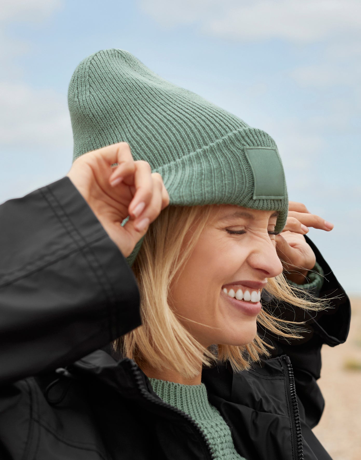 Müts trükitava alaga Deep Cuffed Tonal Patch Beanie