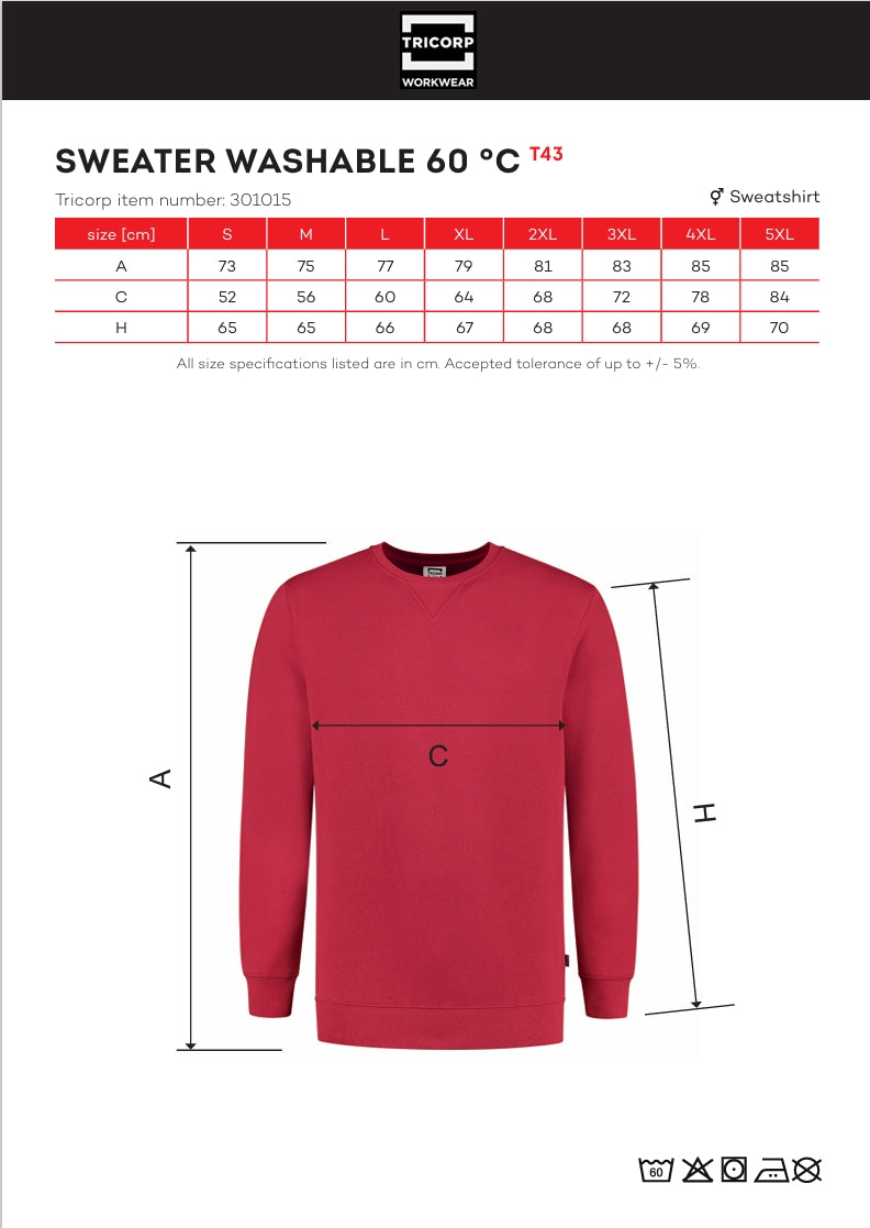 Unisex dressipluus Sweater Washable 60 °CT43