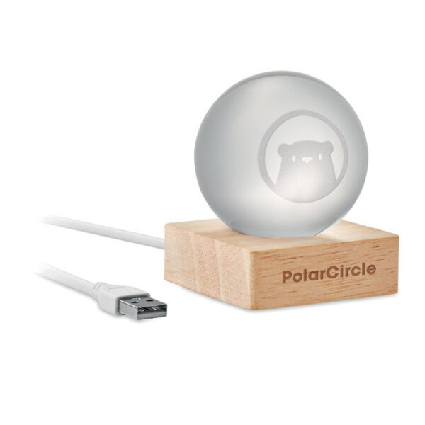 Klaasist pall LED-valgusega